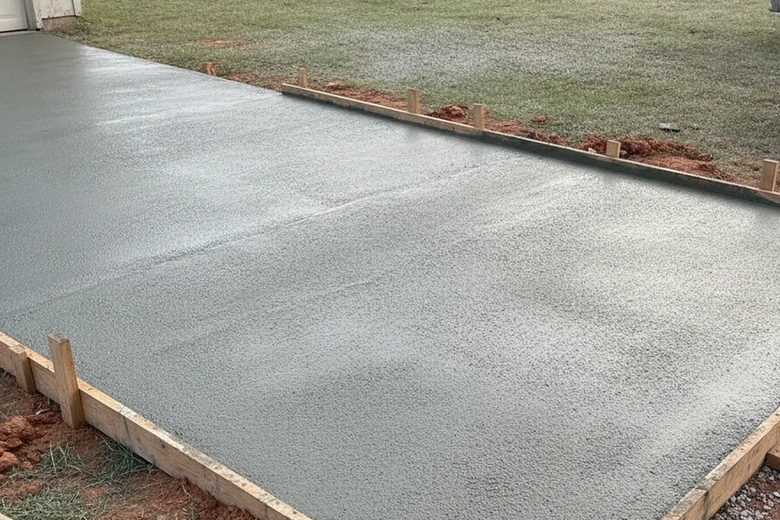 Early morning concrete pour heat management Ardmore Oklahoma Carter County 100 degree summer driveway installation Ray