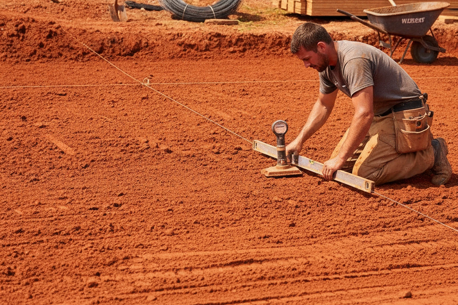 Red clay soil base preparation concrete Ardmore Oklahoma Carter County expansive clay sub-grade prep driveway residential Ray