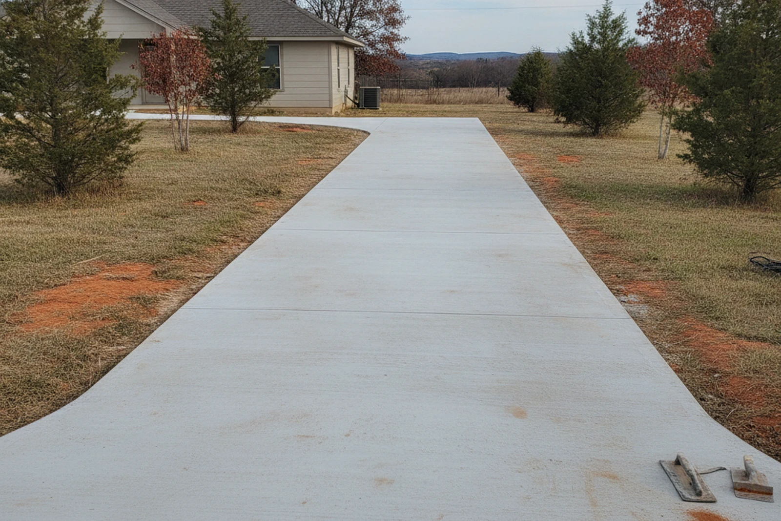 Dickson Oklahoma Arbuckle Mountain foothills residential property Carter County sloped terrain driveway concrete