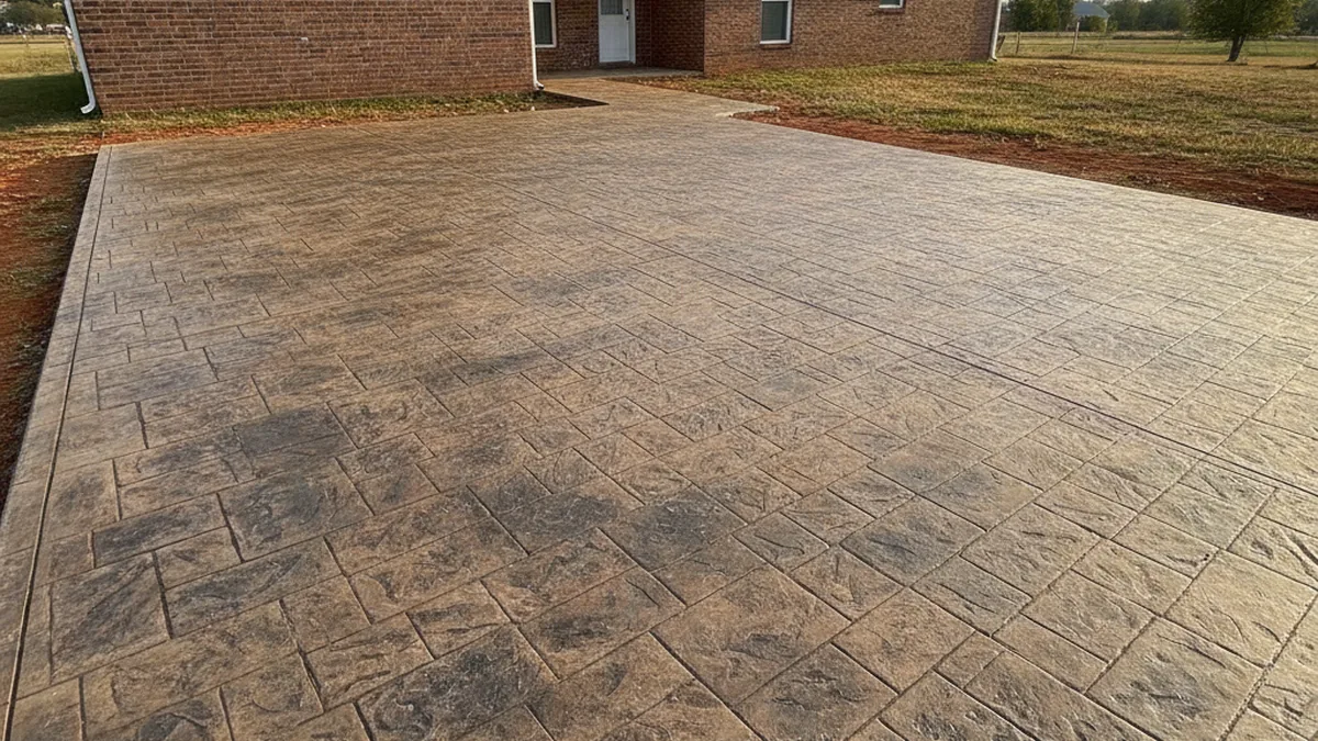 Illustrative stamped concrete surface used to explain preparation and finish choices for Ardmore homeowners